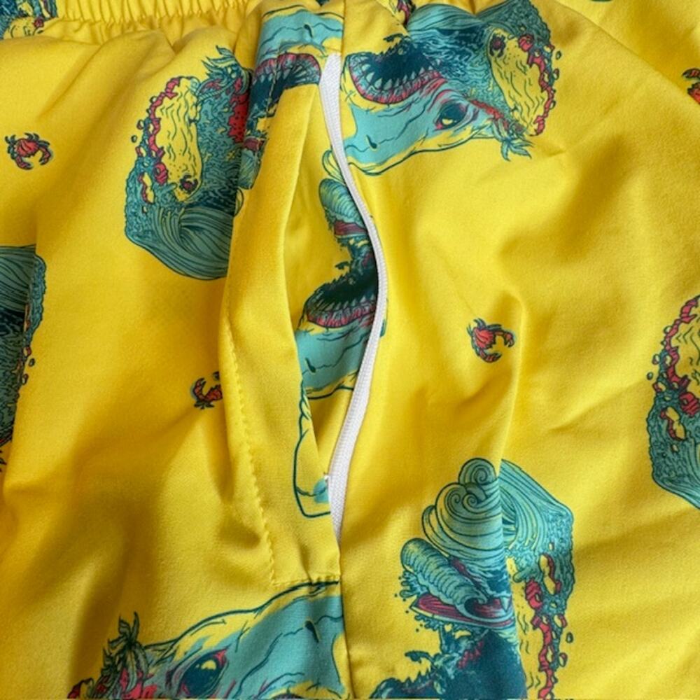 Seventh. Inc Shark Eating Swim Trunks Large Yellow - Picture 7 of 12
